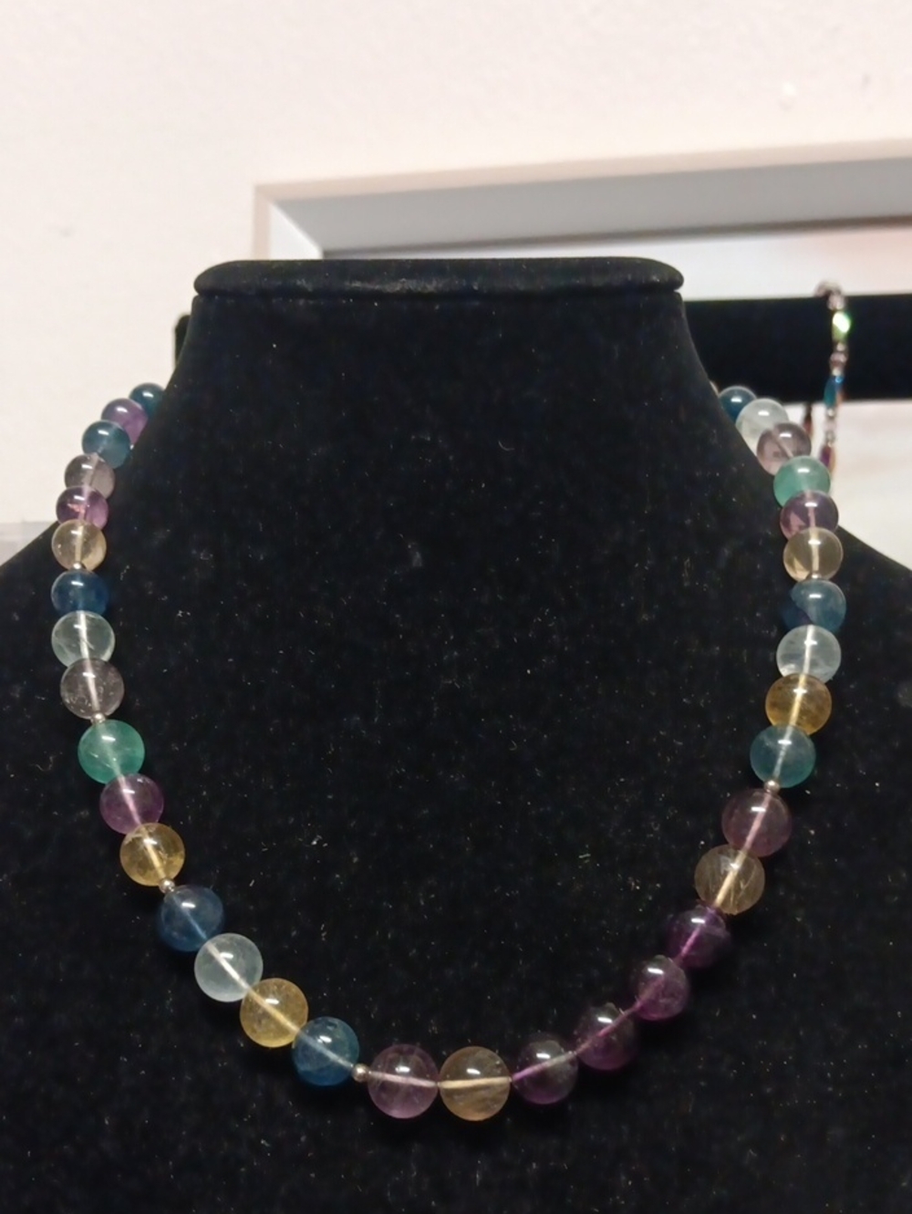 Multi Fluorite 380.00 ctw Beaded Necklace in Rhodium Over Sterling Silver 18"